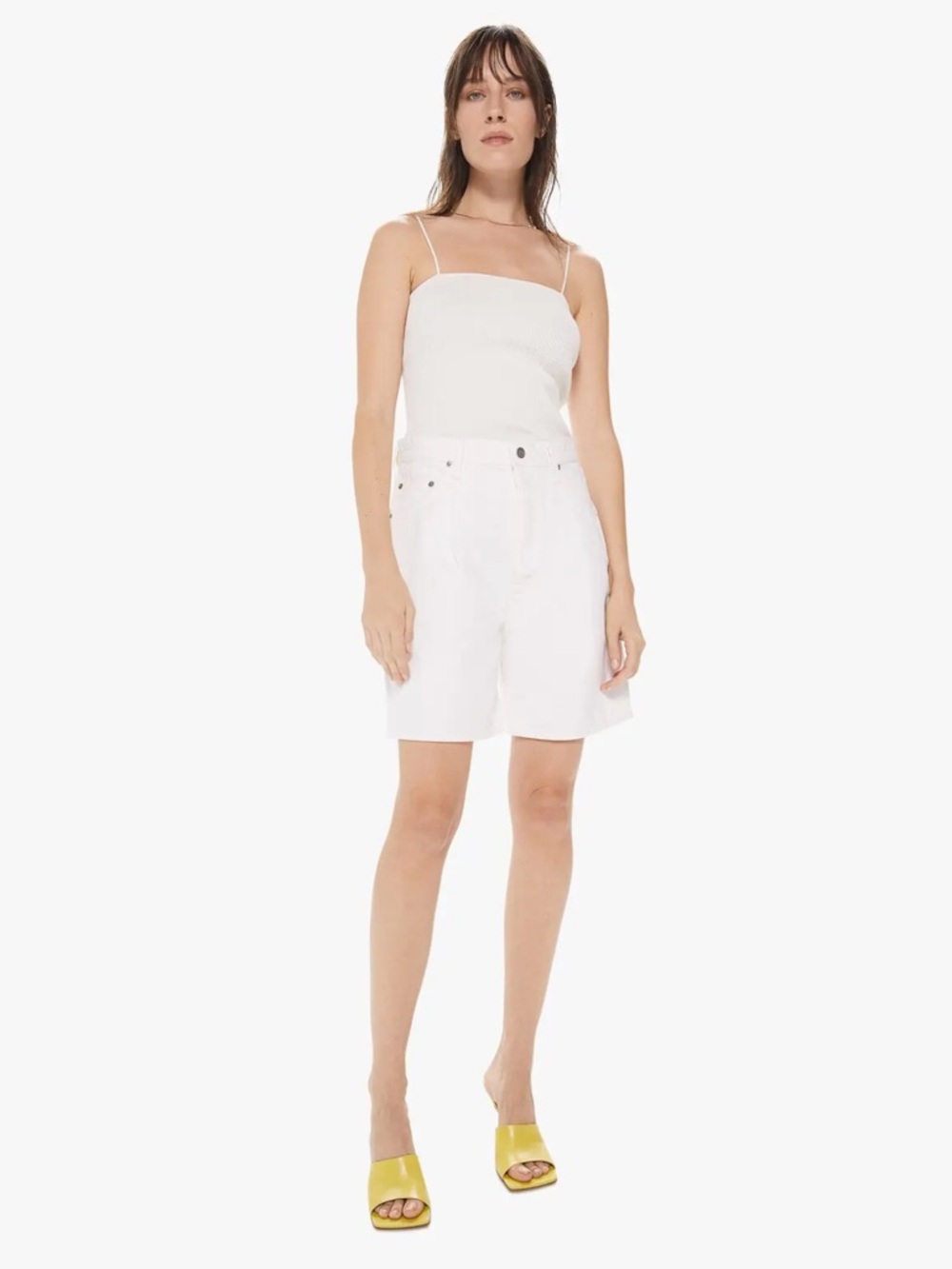 MOTHER Snacks! The Pleated Fun Dip Shorts in Sticky Rice